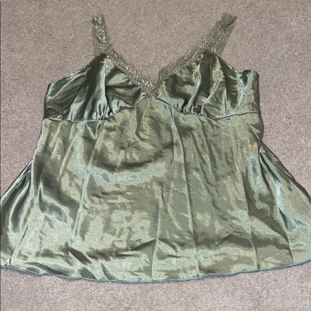 sage green silk tank